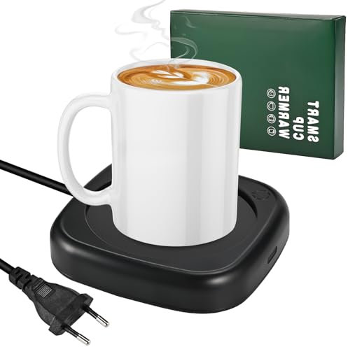Tigvio Tassenwärmer Kaffeewärmer, Wärmeplatte mit 2 Temperatureinstellungen, Home Büro Gadgets für Kaffee Kakao Milch Tee, Elektrischer Kaffeewärmer Wärmeplatten als Geschenke für Kaffeeliebhaber