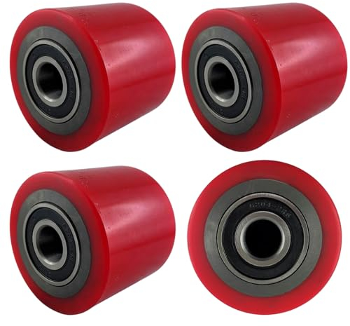 4 Pieza Ruedas para Transpaleta de Poliuretano 80 x 70mm, Eje 20mm Ruedas para Transpaleta con Rodamientos de Bolas Recambios Industriales para Transpaletas Carretillas de Transporte