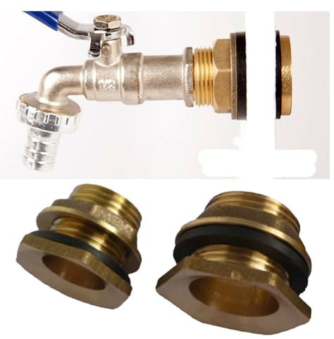 TYNXK Accessoires pour Tonneaux De Pluie 2PCS 1/2inch 3/4inch Brass Water Tank Connector Rain Barrel Screw Connection Garden Irrigation Threaded Tap Connector Montage du Collecteur De Pluie(1 2)