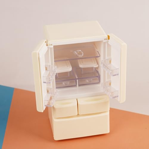 KARLOR Mini nevera, casa de muñecas en miniatura, mini mueble, modelo en miniatura, escena de cocina, muebles de casa de muñecas 1:12, muebles para decoración de casa de muñecas