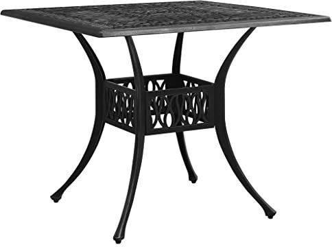 Jiangboyue-315589 Table de jardin en fonte d'aluminium Noir 90 x 90 x 73 cm