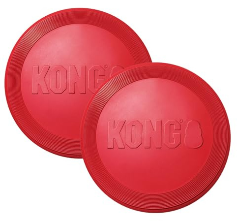 KONG Flyer Rubber Disc Dog Toy - for Catch, Fetch and Playtime - Red, Large 2 Pack
