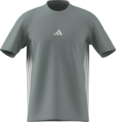 adidas Men's Essential Three Stripes Single Jersey TEE, Wonder Sage/White, XL Tall
