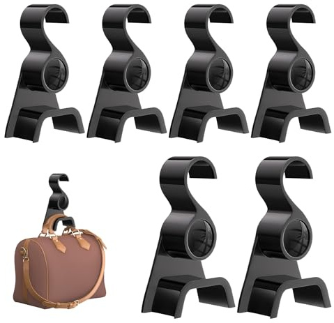 Famitree Appendiabiti a gancio per borse, 6 pezzi Ganci per Borse Appendiabiti Borsa da Cravatta Gancio per appendere zaini, cartelle, sciarpa, cintura e cravatta (Nero)