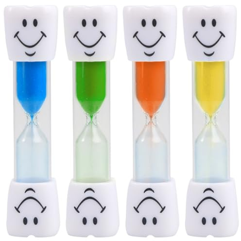 BEPSYOM Lot de 4 Sablier Timer, 3 Minutes pour Enfants Brossage des Dents, Chronomètre Ludique pour Jeux, Cuisine, Bureau, 4 Couleurs