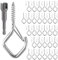 Muyohix 30 Pièces Crochet à Visser, Piton à Visser Crochet Muraux, Crochets de Plafond avec Boucle de Sécurité, Crochets à Vis en Acier Inoxydable pour Plantes, Mangeoires à Oiseaux, Lanternes(Argent)