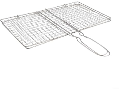 Jonikuper Grande capacità BBQ Grill Cesto, rete in acciaio inox, manico esteso per grigliare pesce verdure frutti di mare cucina all'aperto (20 x 35 cm)