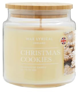 Wax Lyrical England Christmas Cookies Medium Candle, Up to 75 Hour Burn Time, Ivory