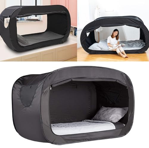 SALALIS Tienda de Campaña Plegable para Exteriores con Privacidad para Acampar, Diseño Opaco Completamente Cerrado para Adultos y Niños, Hecha de Material de Poliéster de Primera Calidad (Negro)