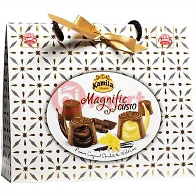 Kamila Magnific Gusto Cioccolato con Ripieno alla Nocciola e Vaniglia, Confezione Regalo con Manico, 300 g