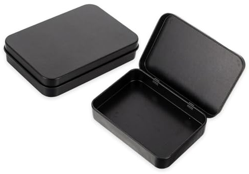 Set di 2 Scatole Porta Carte da Gioco in Metallo, Contenitore Robusto per Carte, e Poker, Scatola di Latta Rettangolare Nera, Custodia Protettiva per Giochi da Tavolo
