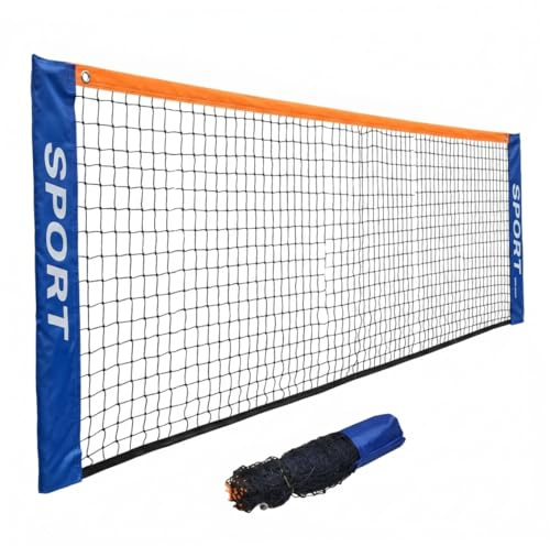 Syutokul Badmintonnät för bakgården polyester pickleballnät – stabila vattentäta pe-tennisnät med förstärkta kanter, passar de flesta utomhusplaner, blå/orange, 5,1 m/16,73 fot.