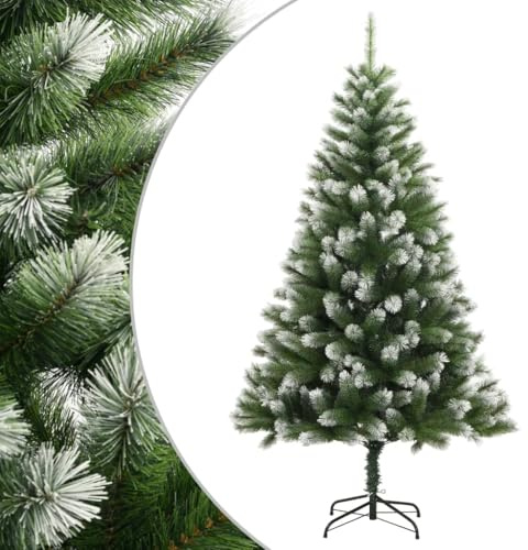 sephironlbb Konstgjord julgran, vikbar 240 cm med stativ, täckt, naturtrogen, PVC-gran med tall, nålar och kottar, för vardagsrum och inomhus, adventsdekoration