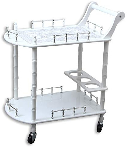 Mesa Carrito Camarera Carro De Servicio Móvil 2 Niveles Madera Maciza Carrito De Bar Valla De Plata Sostenedor De Botella Ruedas Universales, Capacidad 80 Kg (Size : 60x40x77cm)