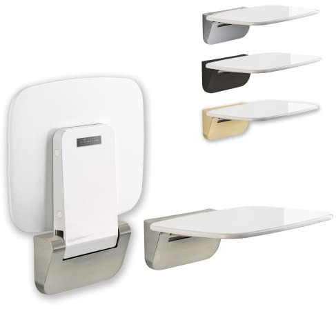 AUTUMN LANE Folding Shower Seat Wall Mounted – Secure Fold Down Shower Bench, 350lbs Capacity, Space-Saving & Easy to Clean, Satin Nickel