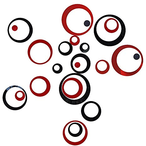 3D DIY Spiegel Wandaufkleber Wohnzimmer Schlafzimmer Badezimmer Hintergrund Wanddekoration Aufkleber Packung mit 24 Stück (schwarz und rot)