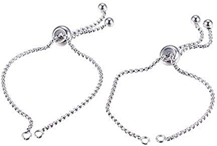 UNICRAFTALE 10 pz 230mm Regolabile 304 Cinturini in Acciaio Inossidabile Scatola Rotonda Catena Slider Catene Estensori con estremità A Sfera per Donne Ragazze Semi Finiti Braccialetti Fai da Te