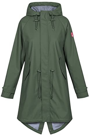 derbe Damen Regenmantel, Farbe:Oliv, Größe:44
