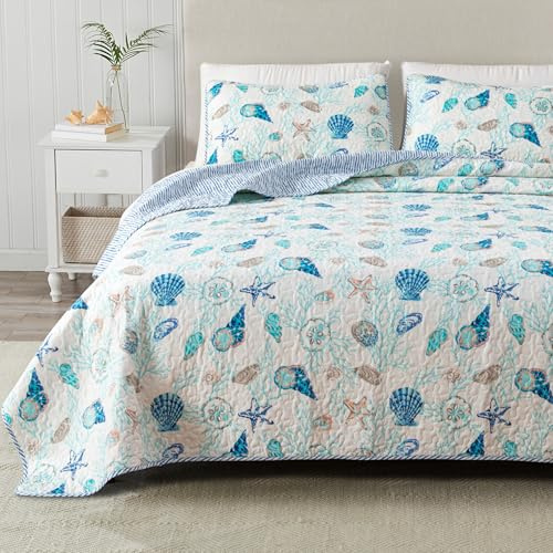 Great Bay Home Juego de Ropa de Cama de tamaño Individual, Colcha Costera de Verano con Funda, Juego de Colcha Reversible de 2 Piezas para Todas Las Estaciones, Colcha Ligera náutica, colección Bali,