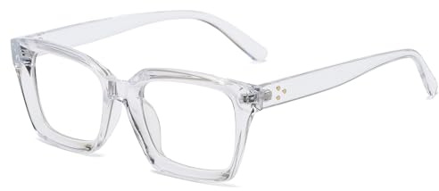 LJCZKA Occhiali Luce Blu Quadrati Montatura Occhiali da Vista Spessa Occhiali Lente Trasparente Anti Affaticamento per Donna Uomo