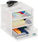 Relaxdays Schubladenbox Metall, Schreibtisch Organizer mit 3 Schubfächern, HBT: 17x16x17 cm, Aufbewahrungsbox Büro, weiß