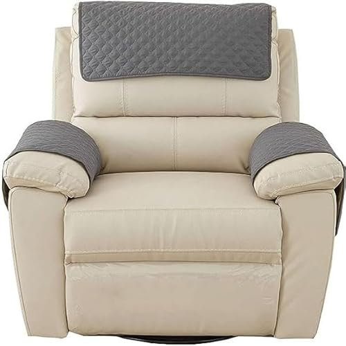 FAiruo Armrest and Headrest Cover for Sofa, Recliner Chair, Leather Couch - Nonslip Waterproof Protector(Dark Grey,1 Seater Sofa/3-Piece)