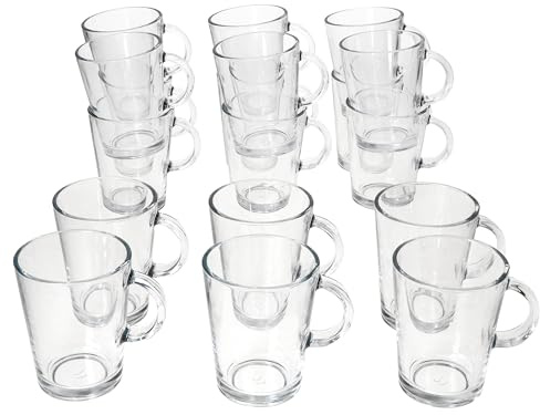 Ritzenhoff & Breker Coredo - Set di 18 bicchieri per vin brulé con manico, 250 ml, altezza 10,5 cm, con manico in vetro trasparente, bicchieri di Natale per caffè, zaba e Natale, Babbo Natale e per