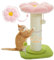 PAWZ Road Flower Katzenkratzbaum - Kleiner Katzenbaum für Indoor-Katzen Mit Super Dickem Kratzbaum [Dia=14cm], Abnehmbares Blumen-Katzenbett, Federball - Rosa