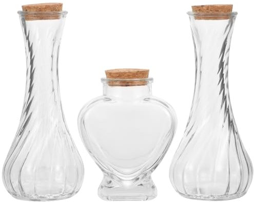 Cabilock Juego De 3 Botellas De Vidrio Para Ceremonia De Arena, Decorativas Con Tapas De Corcho, Jarrones De Cristal Para Bodas Y Celebraciones