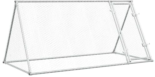 vidaXL Chicken Cage, Chicken Coop with Door, Chicken Run Cage for Outdoor Farm Poultry, Hen House, Animal House, Silver Galvanised Steel