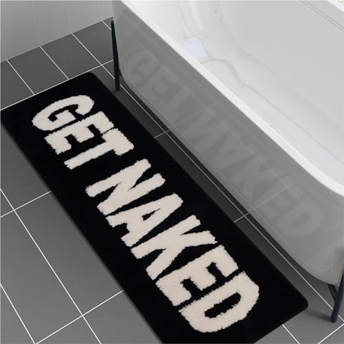 Ragelion Badematte Get Naked Bath Mat Badteppich Badezimmer Bad Teppich rutschfest Waschbar (schwarz, 120 x 45cm)
