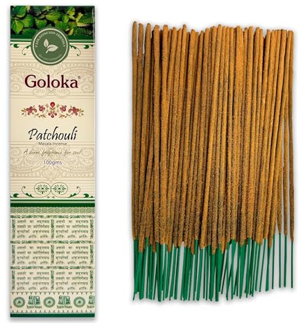 Bâtons d'encens Patchouli - 1 Paquet de 100 g (70-90 bâtons) - Aromathérapie - Méditation - Yoga - Packaging Eco-Friendly