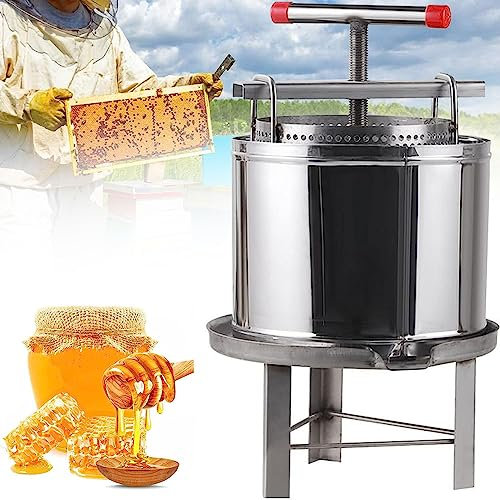 Große DIY Obst Honig Presser und Apfelwein Extraktor - Manuelle Honigpresse Universal Silber Edelstahl Haushalt Imkerei Werkzeug