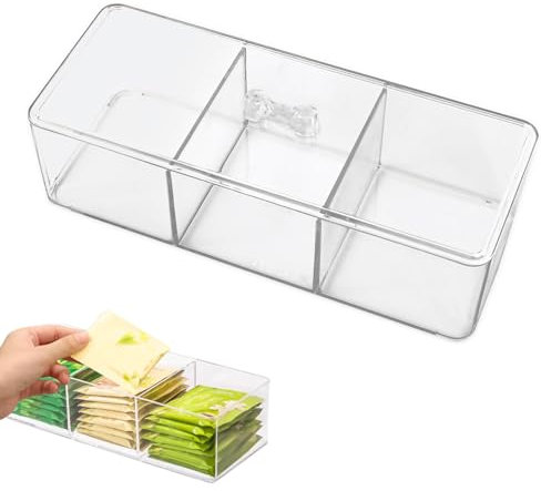xyuayamz Boîte Rangement, Boite a The avec 3 Compartiments, Coffret avec Couvercle, Boîtes de Organisateur pour Sachet de, Sucre, Sachet de Café, Plastique, Transparente