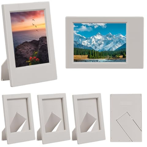 SOFPLATE 1 caja de 6 marcos de Fotos Blancos 2x3 mini Marcos de Fotos de Plástico Rectangulares con Tapete Ligeros A Granel Soportes Múltiples para Fotos Familiares Obras de Arte Exhibición de Pared M