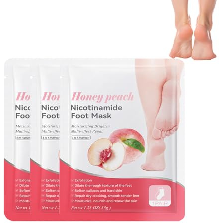 KSOIQPU 3 Pares de mascarillas intensivas para pies con sabor a melocotón,foot peel mask,mascarilla pies,hidratantes,para hombres y mujeres,para callosidades y piel muerta