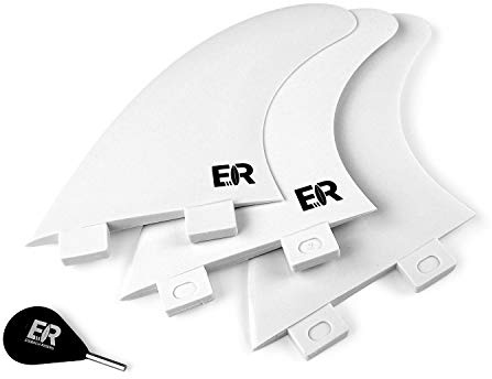Eisbach Riders Surfboard FCS Thruster Fin Set mit Fin Key (Größe G5 Medium) - Finnen Flossen für Surfbrett und SUP (Weiß)