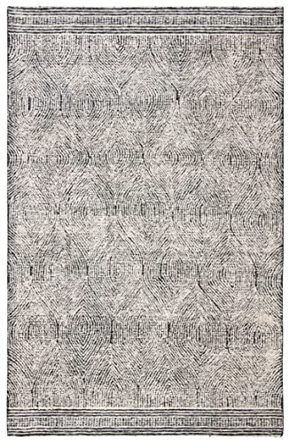 Safavieh Tapis Contemporain pour Salon, Salle à Manger, Chambre à Coucher - Abstract Collection, Tapis à Poil Court, Noir et Ivoire, 76 X 122 cm