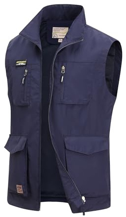 MeiLayM Herren Outdoor Weste mit Vielen Taschen Ärmellose Anglerweste Leicht Atmungsaktiv Ärmellose Jacke Jagd Fotografie Camping Sommer Multifunktionsweste Nylon Angeln Weste