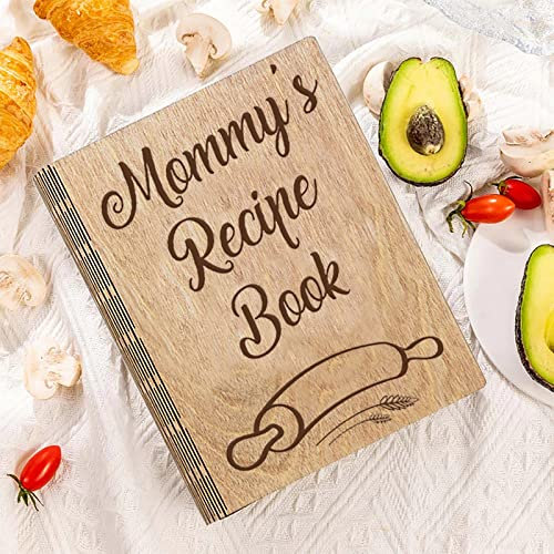 Livre de cuisine vierge en bois personnalisé, classeur de livre de recettes de nom personnalisé fait à la main, texte gravé au laser, carnet de recettes personnalisé, cadeau pour grand-mère, maman