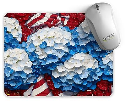 MAXIKIWI - Mouse Pad, Anti-Slip Rubber Base, Ultra Smooth, Durable Material, Modern Design, Vivid Colors, Waterproof - 3D Blue hydrangeas flower - 22x18CM