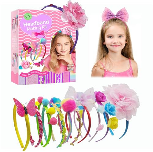 Activite Manuelle Fille Enfants 5 6 7 8 9 10 11 12 Ans Serre Tete FilleKit de Loisir Creatif Bricolage Fabrication de Bandeaux Cheveux Accessoire 6-11 Ans Jeux Jouet Cadeau Anniversaire Noël 50+Pcs