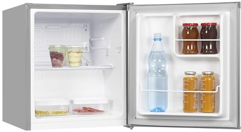 Exquisit® Frigorifico Mini, 40L, Clase E, Material Acero Inoxidable, Estantes de Rejilla, Puerta Reversible, Regulación de temperatura, Consumo 79 kWh/año, Medidas 51x44x47 Cm.