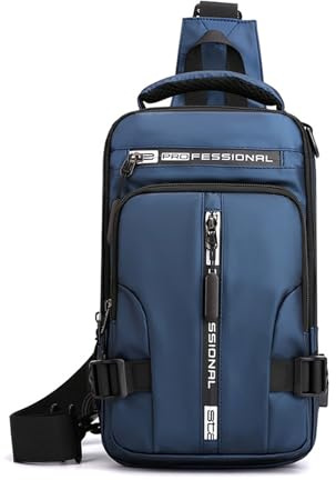FANDARE Bolsa Cruzada Bolsa de Pecho Bolso de Hombro Hombre Bolso Hombro Bolsa de Pecho on Puerto de Carga USB Mochila de Viaje Bandoleras Bolso de Bandolera Escolar Sling Bag Azul Oscuro