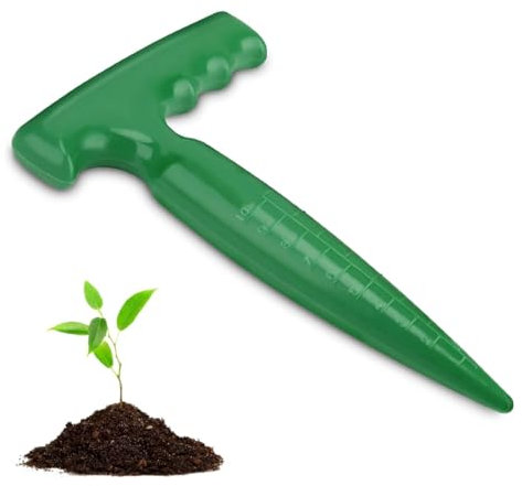 SGERUFZ 1 Pièce Plantoir à Bulbes pour Bulbes de Fleurs avec Échelle de Mesure pour Plantation Précise Idéal pour Semer Légumes et Fleurs (Vert)