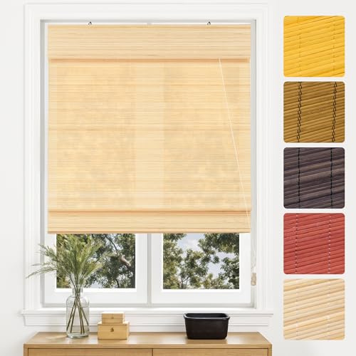 Victoria M. Tenda a pacchetto in bambù, protezione solare, per finestre e porte, opaca, 40 x 130 cm, colore naturale