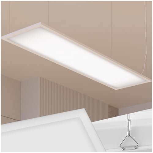 TecTake® Pannello LED Lucerna - Pannello LED con sistema da soffitto - Ultra sottile, bianco caldo 300 k, risparmio energetico, [classe energetica A] (119,5 x 29,5 cm)