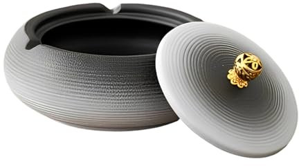 Ceramic Ashtray with Lids，Suuwwn Outdoor Ashtray Smell Proof Ash tray for Outside Indoor Windproof Ashtrays for Cigarettes Desktop Smoking Ash Tray for Home Office Decoration