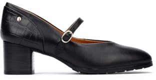 Pikolinos Calafat Zapatos Tacón Mujer | en Cuero | Cierre con Hebilla | Tacón Medio | Talla EU 35-42 en Color Negro