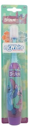 Disney Stitch - Spazzolino elettrico a batteria per bambini, setole morbide arrotondate, vibrazioni migliorate, tappo di protezione e batteria incluse, cura orale delicata e divertente per bambini dai